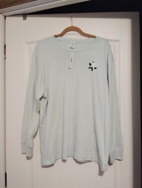 NWT Victoria's Secret PINK Mint Green Graphic Long Sleeve T-shirt Top sz XL